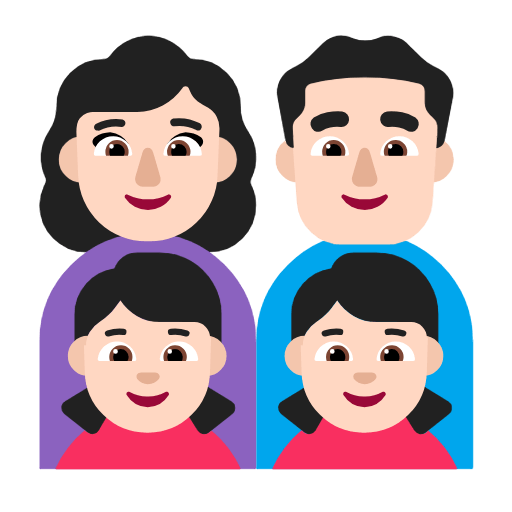 Emoji 👩🏻‍👨🏻‍👧🏻‍👧🏻 Famiglia - Donna, Uomo, Bambina, Bambina: Carnagione Chiara su Microsoft Windows 11 23H2.