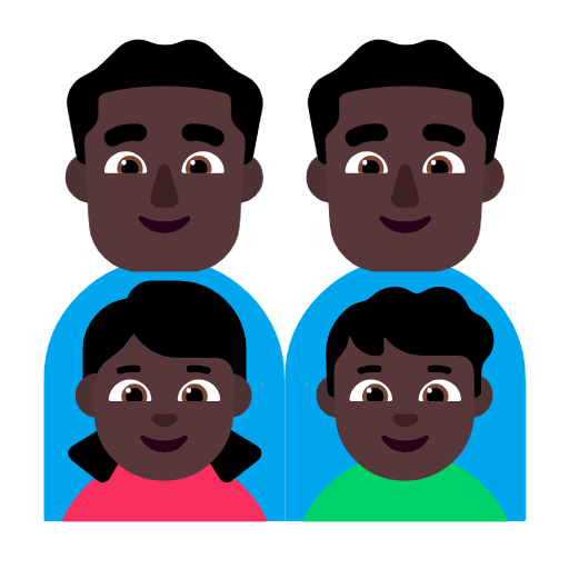 Emoji 👨🏿‍👨🏿‍👧🏿‍👦🏿 Famiglia - Uomo, Uomo, Bambina, Bambino: Carnagione Scura su Microsoft Windows 11 23H2.