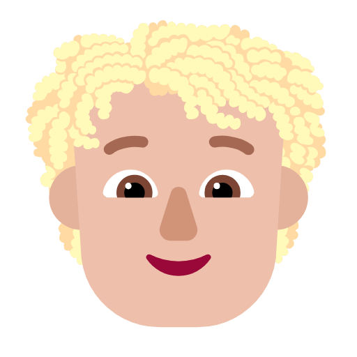 🧑🏼‍🦱 Emoji Erwachsener: mittelhelle Hautfarbe, lockiges Haar Microsoft Windows 11 23H2.