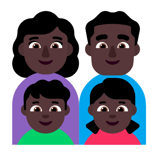 👩🏿‍👨🏿‍👦🏿‍👧🏿 Emoji Familia - Mujer, Hombre, Niño, Niña: Tono De Piel Oscuro en Microsoft Windows 11 23H2.