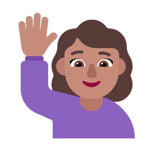 🙋🏽‍♀️ Emoji Mulher Levantando A Mão: Pele Morena na Microsoft Windows 11 23H2.