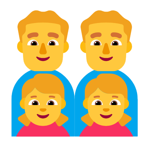 Emoji 👨‍👨‍👧‍👧 Famiglia: Uomo, Uomo, Bambina E Bambina su Microsoft Windows 11 23H2.