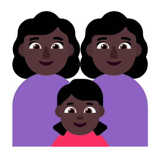👩🏿‍👩🏿‍👧🏿 Emoji Familia - Mujer, Mujer, Niña: Tono De Piel Oscuro en Microsoft Windows 11 23H2.