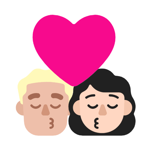 Emoji 👨🏼‍❤️‍💋‍👩🏻 Bacio Tra Coppia - Uomo: Carnagione Abbastanza Chiara, Donna: Carnagione Chiara su Microsoft Windows 11 23H2.
