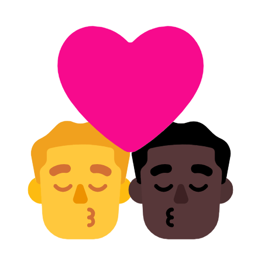 👨‍❤️‍💋‍👨🏿 Emoji sich küssendes Paar - Mann, Mann: dunkle Hautfarbe Microsoft Windows 11 23H2.