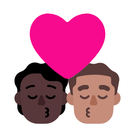 Emoji 🧑🏿‍❤️‍💋‍👨🏽 Bacio Tra Coppia: persona, uomo, Carnagione Scura, Carnagione Olivastra su Microsoft Windows 11 23H2.