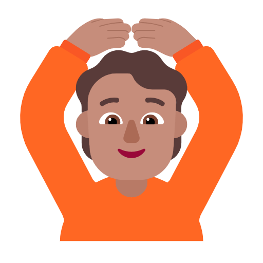 🙆🏽 Emoji Person mit Händen auf dem Kopf: mittlere Hautfarbe Microsoft Windows 11 23H2.