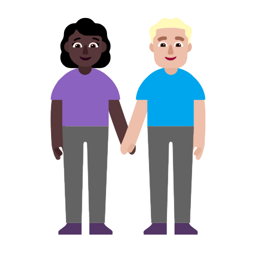 👩🏿‍🤝‍👨🏼 Emoji Mann und Frau halten Hände: dunkle Hautfarbe, mittelhelle Hautfarbe Microsoft Windows 11 23H2.
