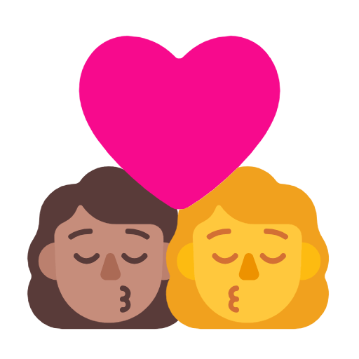 👩🏽‍❤️‍💋‍👩 Emoji sich küssendes Paar - Frau: mittlere Hautfarbe, Frau Microsoft Windows 11 23H2.