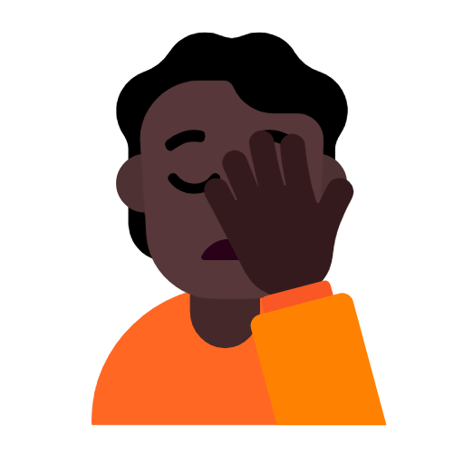 🤦🏿 Emoji sich an den Kopf fassende Person: dunkle Hautfarbe Microsoft Windows 11 23H2.