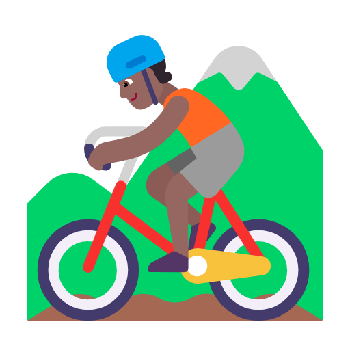 🚵🏾 Emoji Pessoa Fazendo Mountain Bike: Pele Morena Escura na Microsoft Windows 11 23H2.
