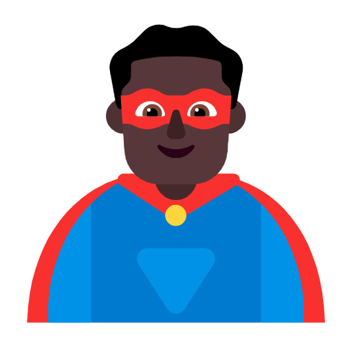 Emoji 🦸🏿‍♂️ Supereroe Uomo: Carnagione Scura su Microsoft Windows 11 23H2.
