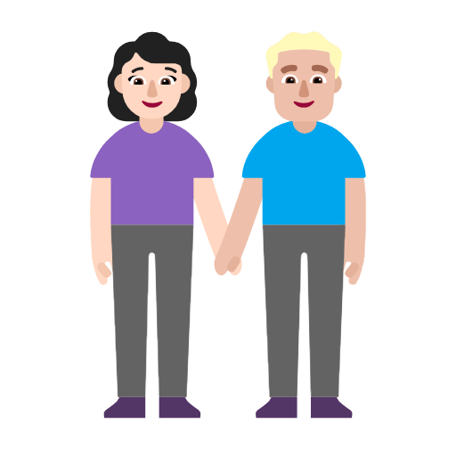 Emoji 👩🏻‍🤝‍👨🏼 Uomo E Donna Che Si Tengono Per Mano: Carnagione Chiara E Carnagione Abbastanza Chiara su Microsoft Windows 11 23H2.