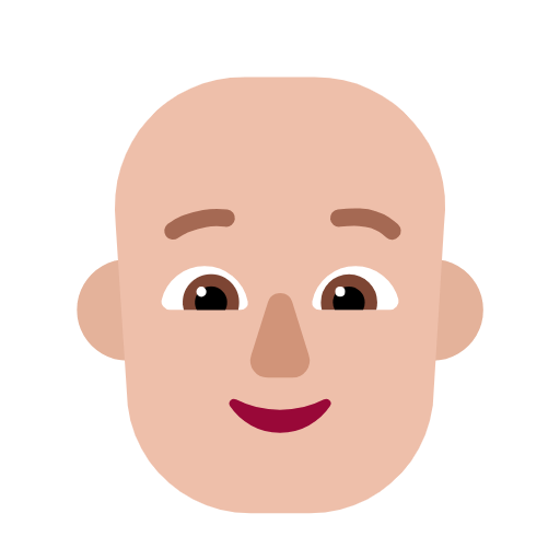 🧑🏼‍🦲 Emoji Erwachsener: mittelhelle Hautfarbe, Glatze Microsoft Windows 11 23H2.