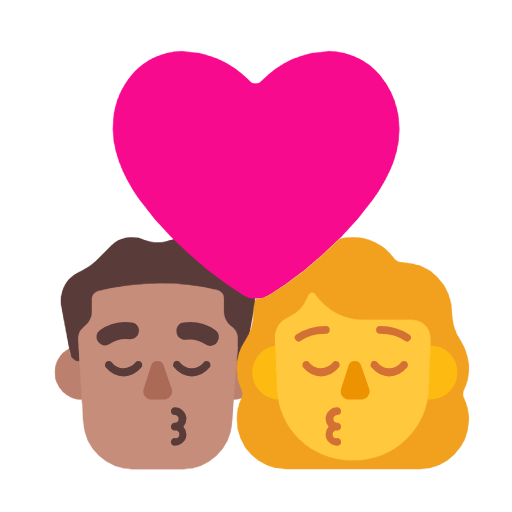 Emoji 👨🏽‍❤️‍💋‍👩 Bacio Tra Coppia - Uomo: Carnagione Olivastra, Donna su Microsoft Windows 11 23H2.