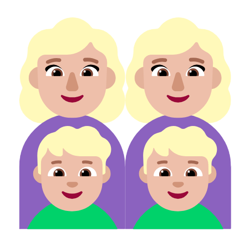 Emoji 👩🏼‍👩🏼‍👦🏼‍👦🏼 Famiglia - Donna, Donna, Bambino, Bambino: Carnagione Abbastanza Chiara su Microsoft Windows 11 23H2.