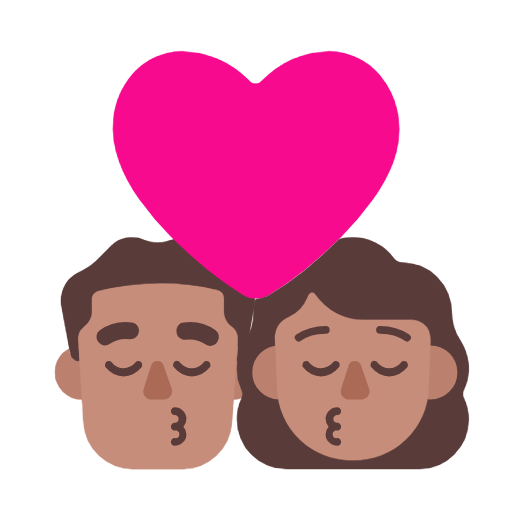 👨🏽‍❤️‍💋‍👩🏽 Emoji sich küssendes Paar - Mann: mittlere Hautfarbe, Frau: mittlere Hautfarbe Microsoft Windows 11 23H2.