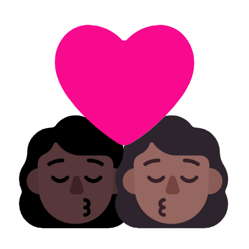 Emoji 👩🏿‍❤️‍💋‍👩🏾 Bacio Tra Coppia - Donna: Carnagione Scura, Donna: Carnagione Abbastanza Scura su Microsoft Windows 11 23H2.