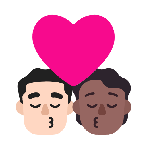 Emoji 👨🏻‍❤️‍💋‍🧑🏾 Bacio Tra Coppia: uomo, persona, Carnagione Chiara, Carnagione Abbastanza Scura su Microsoft Windows 11 23H2.