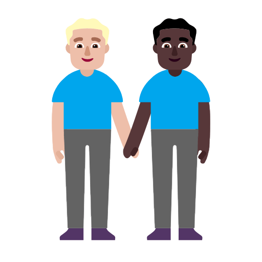👨🏼‍🤝‍👨🏿 Emoji händchenhaltende Männer: mittelhelle Hautfarbe, dunkle Hautfarbe Microsoft Windows 11 23H2.