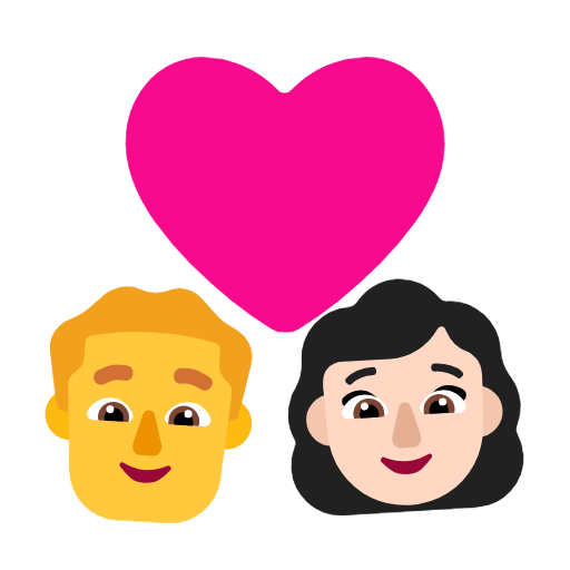 Emoji 👨‍❤️‍👩🏻 Coppia Con Cuore - Uomo, Donna: Carnagione Chiara su Microsoft Windows 11 23H2.