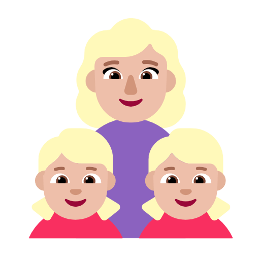 Emoji 👩🏼‍👧🏼‍👧🏼 Famiglia - Donna, Bambina, Bambina: Carnagione Abbastanza Chiara su Microsoft Windows 11 23H2.