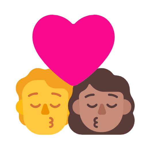 Emoji 🧑‍❤️‍💋‍👩🏽 Bacio Tra Coppia: persona, Donna, Nessun tono della pelle, Carnagione Olivastra su Microsoft Windows 11 23H2.