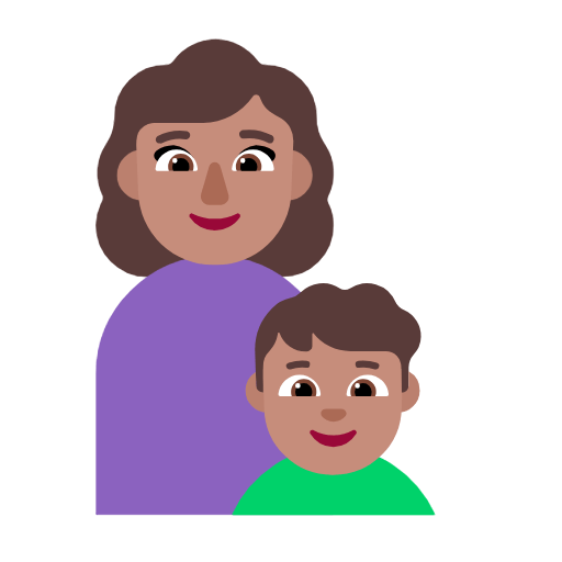 Emoji 👩🏽‍👦🏽 Famiglia - Donna, Bambino: Carnagione Olivastra su Microsoft Windows 11 23H2.