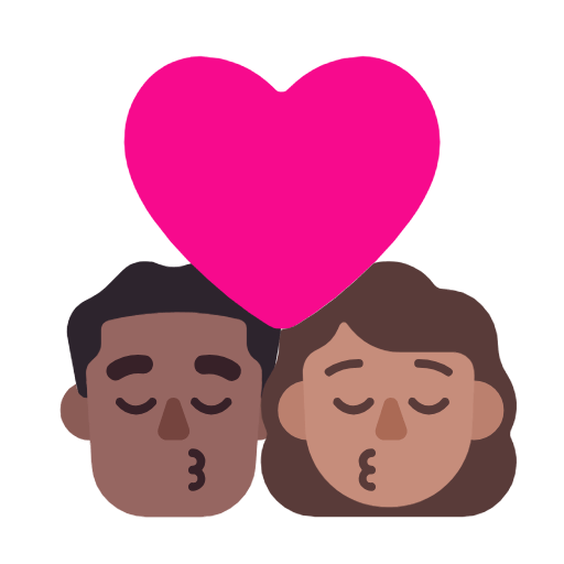 👨🏾‍❤️‍💋‍👩🏽 Emoji sich küssendes Paar - Mann: mitteldunkle Hautfarbe, Frau: mittlere Hautfarbe Microsoft Windows 11 23H2.