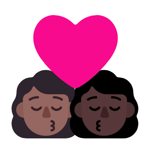 Emoji 👩🏾‍❤️‍💋‍👩🏿 Bacio Tra Coppia - Donna: Carnagione Abbastanza Scura, Donna: Carnagione Scura su Microsoft Windows 11 23H2.