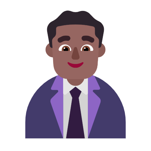 👨🏾‍💼 Emoji Oficinista Hombre: Tono De Piel Oscuro Medio en Microsoft Windows 11 23H2.