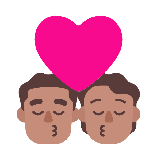 👨🏽‍❤️‍💋‍🧑🏽 Emoji sich küssendes Paar: Mannn, Person, mittlere Hautfarbe Microsoft Windows 11 23H2.