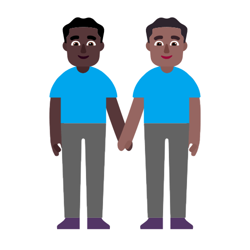 👨🏿‍🤝‍👨🏾 Emoji händchenhaltende Männer: dunkle Hautfarbe, mitteldunkle Hautfarbe Microsoft Windows 11 23H2.