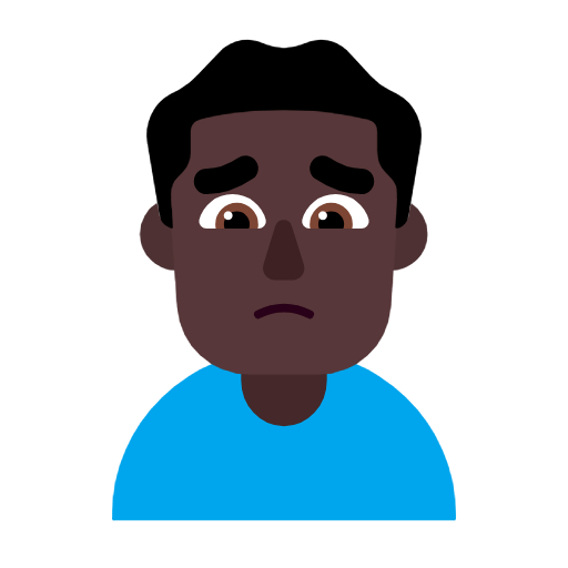 Emoji 🙍🏿‍♂️ Uomo Corrucciato: Carnagione Scura su Microsoft Windows 11 23H2.