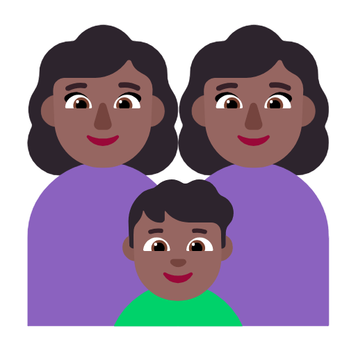 👩🏾‍👩🏾‍👦🏾 Emoji Família - Mulher, Mulher, Menino: Pele Morena Escura na Microsoft Windows 11 23H2.