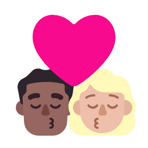 Emoji 👨🏾‍❤️‍💋‍👩🏼 Bacio Tra Coppia - Uomo: Carnagione Abbastanza Scura, Donna: Carnagione Abbastanza Chiara su Microsoft Windows 11 23H2.