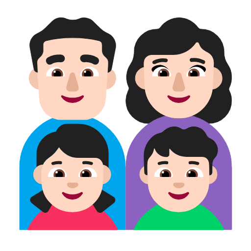 Emoji 👨🏻‍👩🏻‍👧🏻‍👦🏻 Famiglia - Uomo, Donna, Bambina, Bambino: Carnagione Chiara su Microsoft Windows 11 23H2.