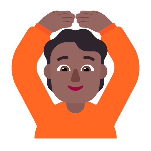 🙆🏾 Emoji Person mit Händen auf dem Kopf: mitteldunkle Hautfarbe Microsoft Windows 11 23H2.