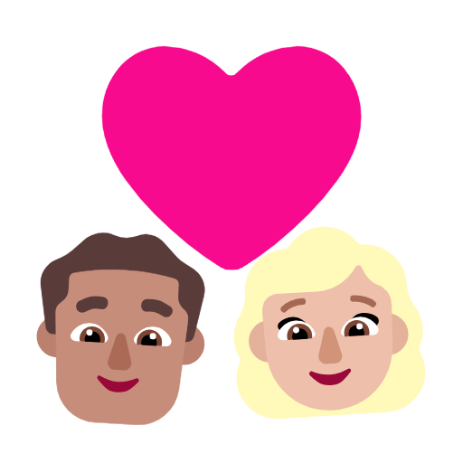Emoji 👨🏽‍❤️‍👩🏼 Coppia Con Cuore - Uomo: Carnagione Olivastra, Donna: Carnagione Abbastanza Chiara su Microsoft Windows 11 23H2.