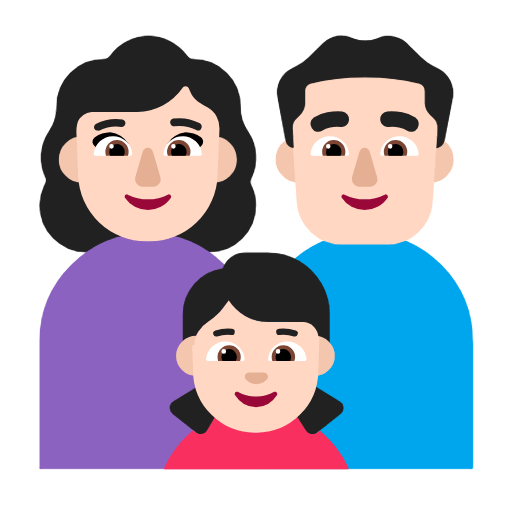 👩🏻‍👨🏻‍👧🏻 Emoji Familia - Mujer, Hombre, Niña: Tono De Piel Claro en Microsoft Windows 11 23H2.
