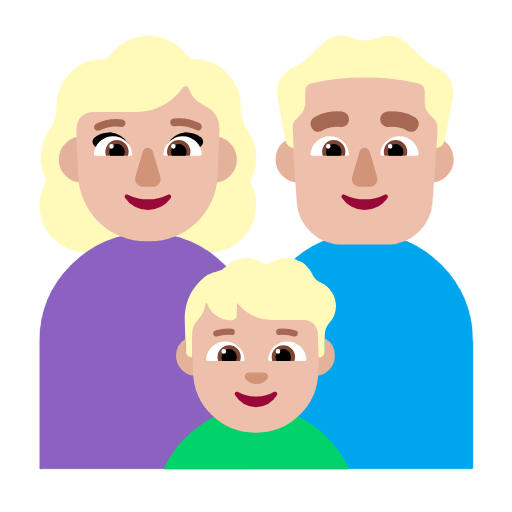 Emoji 👩🏼‍👨🏼‍👦🏼 Famiglia - Donna, Uomo, Bambino: Carnagione Abbastanza Chiara su Microsoft Windows 11 23H2.