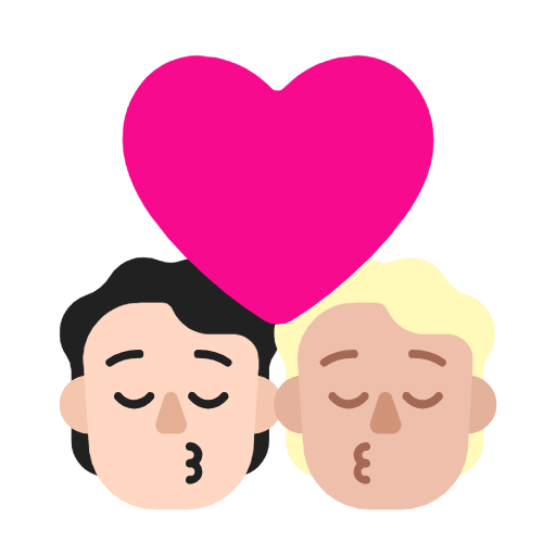 Emoji 🧑🏻‍❤️‍💋‍🧑🏼 Bacio Tra Coppia: persona, persona, Carnagione Chiara, Carnagione Abbastanza Chiara su Microsoft Windows 11 23H2.