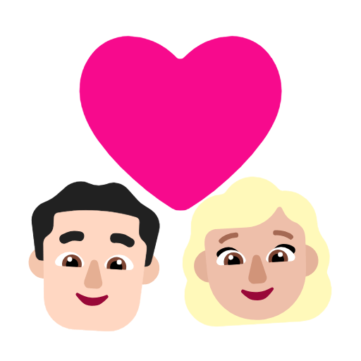 Emoji 👨🏻‍❤️‍👩🏼 Coppia Con Cuore - Uomo: Carnagione Chiara, Donna: Carnagione Abbastanza Chiara su Microsoft Windows 11 23H2.