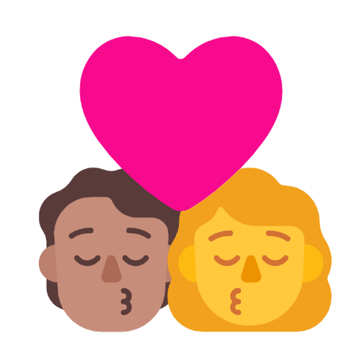 🧑🏽‍❤️‍💋‍👩 Emoji sich küssendes Paar: Person, Frau, mittlere Hautfarbe, Kein Hautton Microsoft Windows 11 23H2.