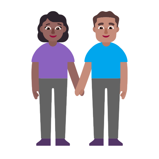 👩🏾‍🤝‍👨🏽 Emoji Mann und Frau halten Hände: mitteldunkle Hautfarbe, mittlere Hautfarbe Microsoft Windows 11 23H2.