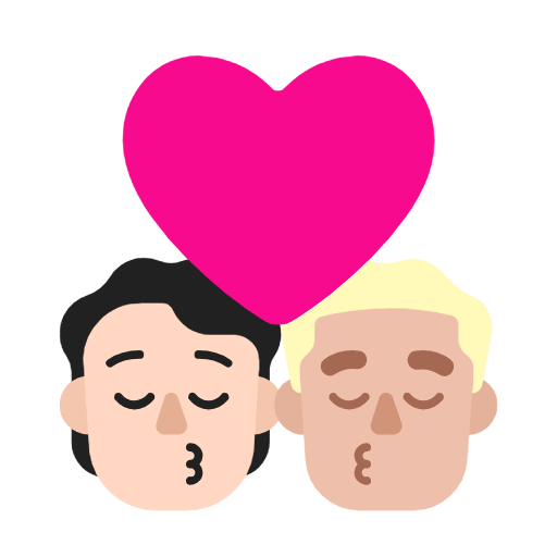 🧑🏻‍❤️‍💋‍👨🏼 Emoji sich küssendes Paar: Person, Mannn, helle Hautfarbe, mittelhelle Hautfarbe Microsoft Windows 11 23H2.