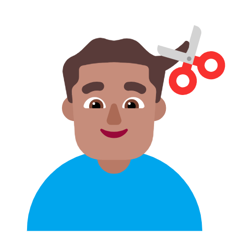 💇🏽‍♂️ Emoji Homem Cortando O Cabelo: Pele Morena na Microsoft Windows 11 23H2.