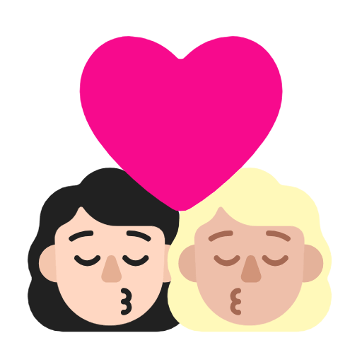 Emoji 👩🏻‍❤️‍💋‍👩🏼 Bacio Tra Coppia - Donna: Carnagione Chiara, Donna: Carnagione Abbastanza Chiara su Microsoft Windows 11 23H2.