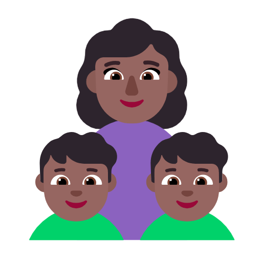 👩🏾‍👦🏾‍👦🏾 Emoji Familia - Mujer, Niño, Niño: Tono De Piel Oscuro Medio en Microsoft Windows 11 23H2.