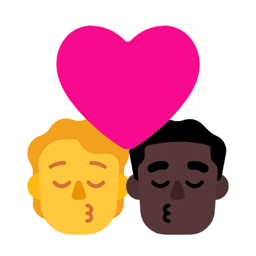🧑‍❤️‍💋‍👨🏿 Emoji sich küssendes Paar: Person, Mannn, Kein Hautton, dunkle Hautfarbe Microsoft Windows 11 23H2.